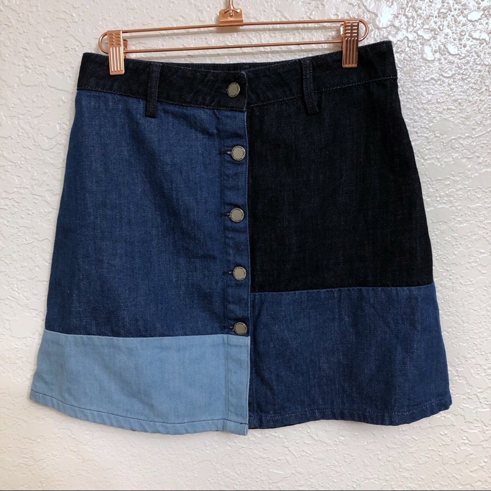 Etienne Marcel Multi Panel Denim A-line Skirt